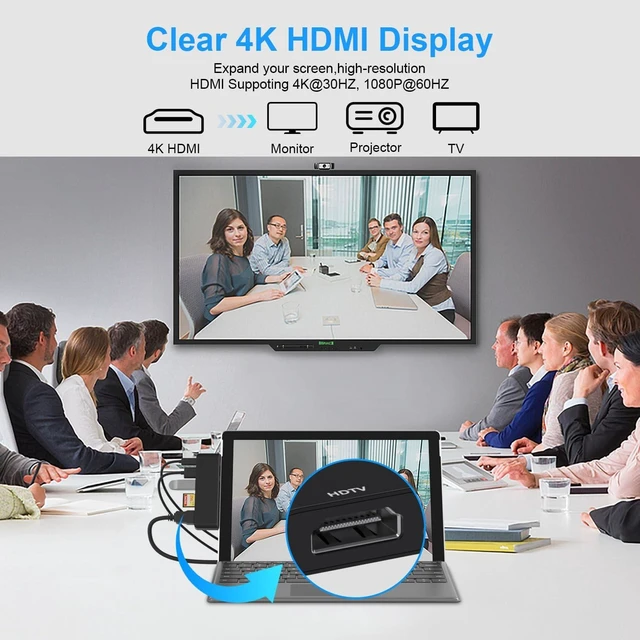 Alt view image 5 of 7 - Surface Pro 2026(13-inch)/11/10/9/X Accessories, Surface Pro 11 Docking Station with 4K HDMI, USB-C Thunerbolt 4 (Display+Data+PD Charging), 2 USB 3.0, SD/TF Card Reader for Surface Pro 13/11/10/9/X