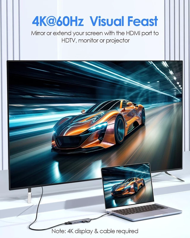 Alt view image 4 of 7 - LENTION 6-in-1 USB C Hub, 4K@60Hz HDMI, 100W PD, 3 USB 3.0, USB-C Data