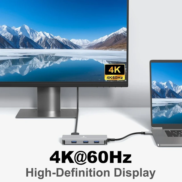 Alt view image 3 of 7 - Laptop Docking Station 3 Monitors for HP, 8 in 1 USBC Dongle with 2 HDMI,DP