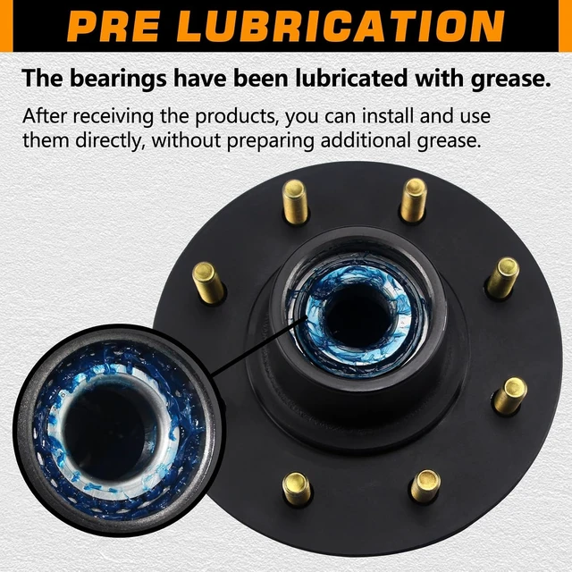 Alt view image 4 of 7 - 8 on 6.5 Trailer Hub Kit for 7000lb 1.25'' to 1.75'' Tapered Axle