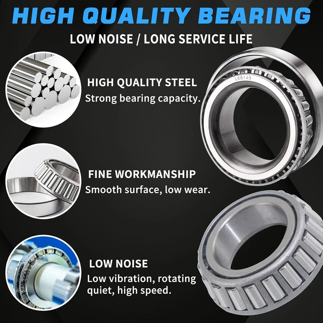 Alt view image 4 of 7 - 4Sets Trailer Hub L44649 L68149 Bearings Kit with Castle Nuts