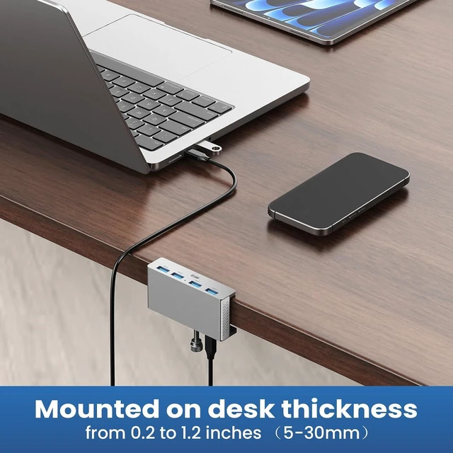 Alt view image 3 of 7 - EJAY Aluminum 4-Port USB-A Hub 5Gbps for Laptop & Desktop