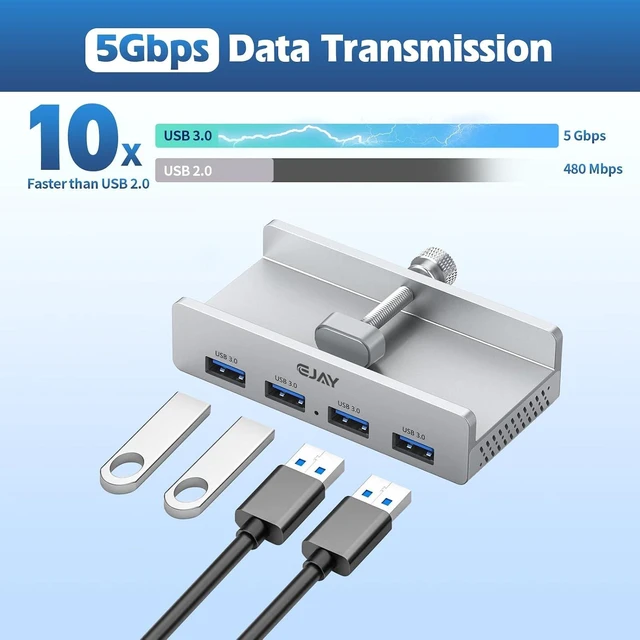 Alt view image 5 of 7 - EJAY Aluminum 4-Port USB-A Hub 5Gbps for Laptop & Desktop