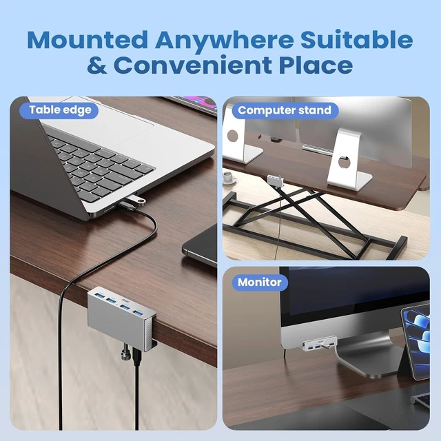 Alt view image 4 of 7 - EJAY Aluminum 4-Port USB-A Hub 5Gbps for Laptop & Desktop