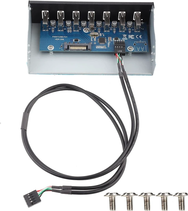 Alt view image 7 of 7 - USB 2.0 HUB 5.25 Inch Internal Front Metal Panel 5.25 Inch 7 Port USB Hub Drive Panel 9PIN to 6 Port USB2.0 Panel Fit for 5.25 Inch Computer Case Scanner Typewriter