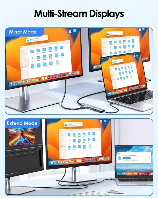Alt view image 2 of 7 - LENTION Dual HDMI MST USB C Hub, 4K@60Hz, 100W PD, 2 USB 3.0, Card Reader