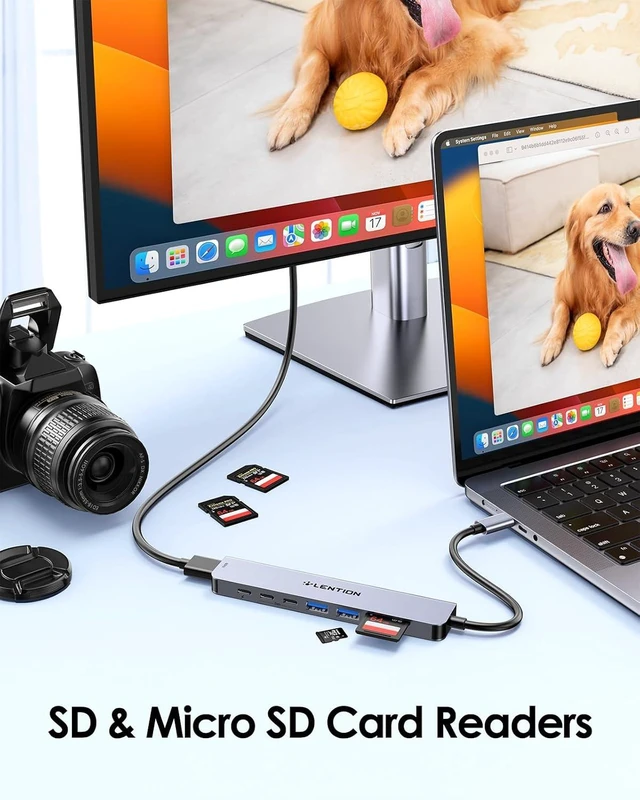 Alt view image 6 of 7 - LENTION USB-C Hub, 4K@60Hz HDMI, 100W PD, 2 USB-C, 2 USB 3.0, Card Reader