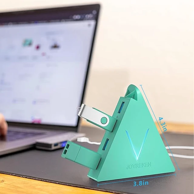 Alt view image 6 of 7 - USB 3.0 Hub,4 Port USB Hub Tower,2ft Cable USB Splitter for PC, Xbox One, PS4, PS5, iMac, Surface Pro, XPS, Laptop, Desktop, Flash Drive, Mobile HDD (Green)