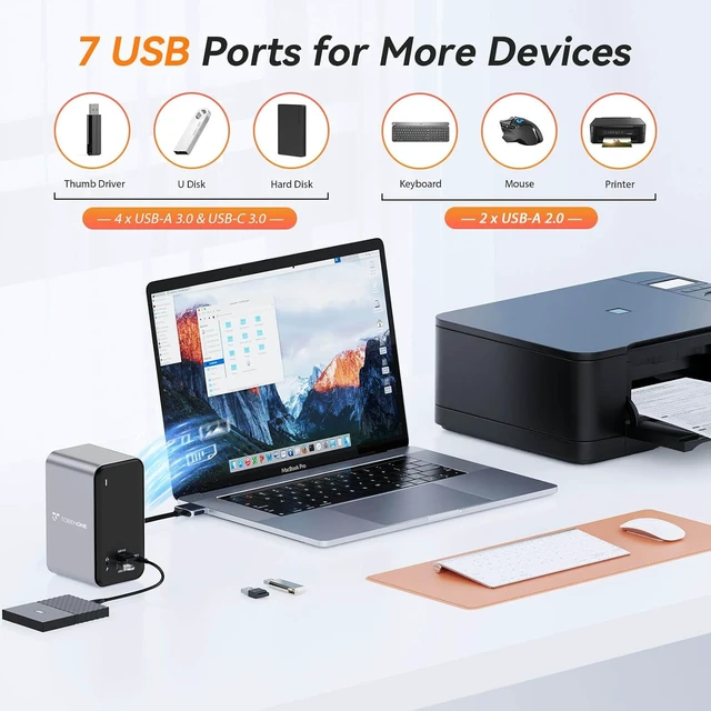 Alt view image 4 of 7 - TobenONE 15-in-2 MacBook Pro Docking Station, Dual 4K Monitor, Plug & Play