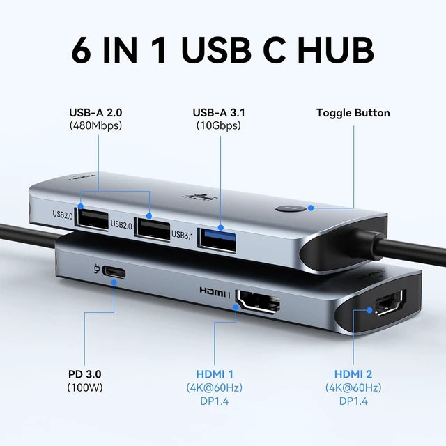 Alt view image 2 of 7 - LIONWEI USB C Docking Station Dual Monitor HDMI, Laptop Multiport Adapter