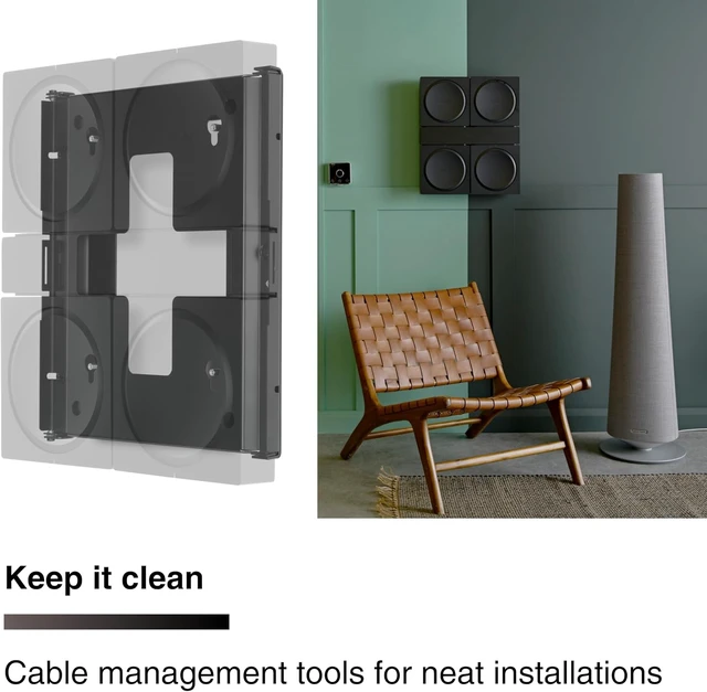 Alt view image 3 of 3 - FLEXSON Wall Mount for 4 SONOS AMPS (Black)