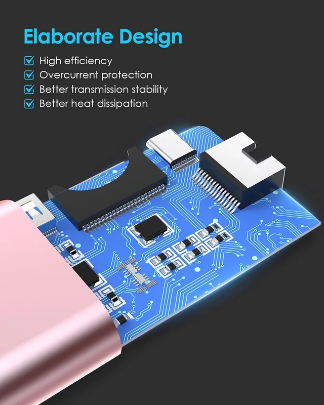 Alt view image 6 of 7 - LENTION 6-in-1 USB-C Hub, 2 USB3.0, 4K@30Hz, Ethernet, Card Reader, 100W PD