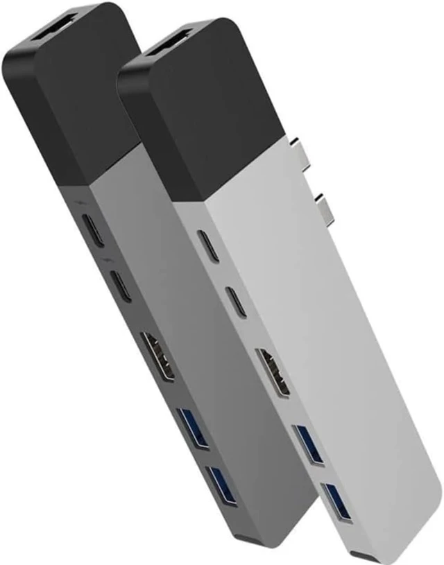 Alt view image 2 of 5 - HyperDrive USB C Hub, NET 6-in-2 for MacBook Pro Air, Multi-Port USB-C Dongle w/Gigabit Ethernet, 40Gbps/100W PD, 5Gbps/60W PD, 4K30Hz HDMI