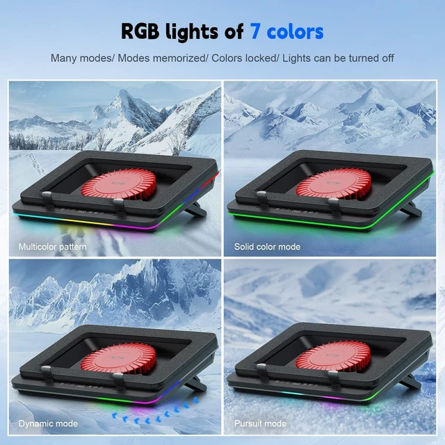 Alt view image 4 of 7 - IETS GT600 RGB Laptop Cooling Pad Equipped with Gigantic Turbo-Fan5.5inch Diameter,Sealed Foam for Rapid Cooling Gaming Laptop,14.1-19.3 inch Laptop Cooler with 3-Port USB Hub,Dust Filter