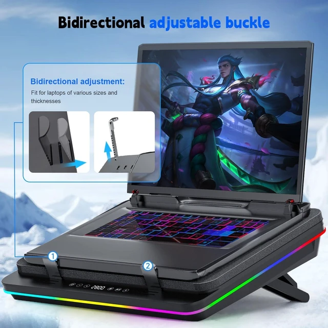 Alt view image 5 of 7 - IETS GT600 RGB Laptop Cooling Pad Equipped with Gigantic Turbo-Fan5.5inch Diameter,Sealed Foam for Rapid Cooling Gaming Laptop,14.1-19.3 inch Laptop Cooler with 3-Port USB Hub,Dust Filter