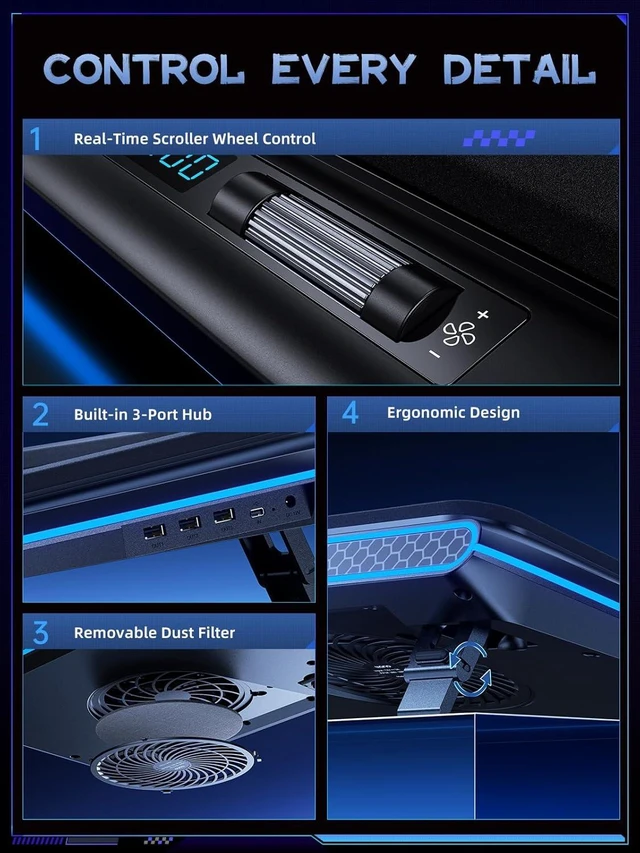 Alt view image 4 of 7 - llano V12 Gaming Laptop Cooling Pad Laptop Cooler Laptop Cooling Fan Stand