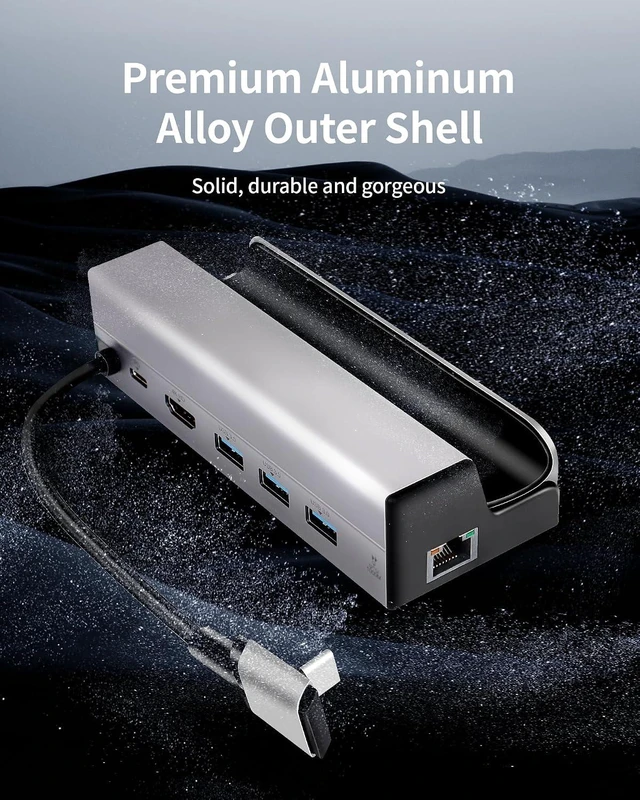 Alt view image 7 of 7 - Docking Station for Steam Deck, 6-in-1 Steam Deck Dock with HDMI 2.0 Supports up to 4K@60Hz, 3 USB-A 3.0 Ports Each 5Gbps, Gigabit Ethernet, 100W USB-C PD3.0 Charging Port, Made for Valve Steam Deck