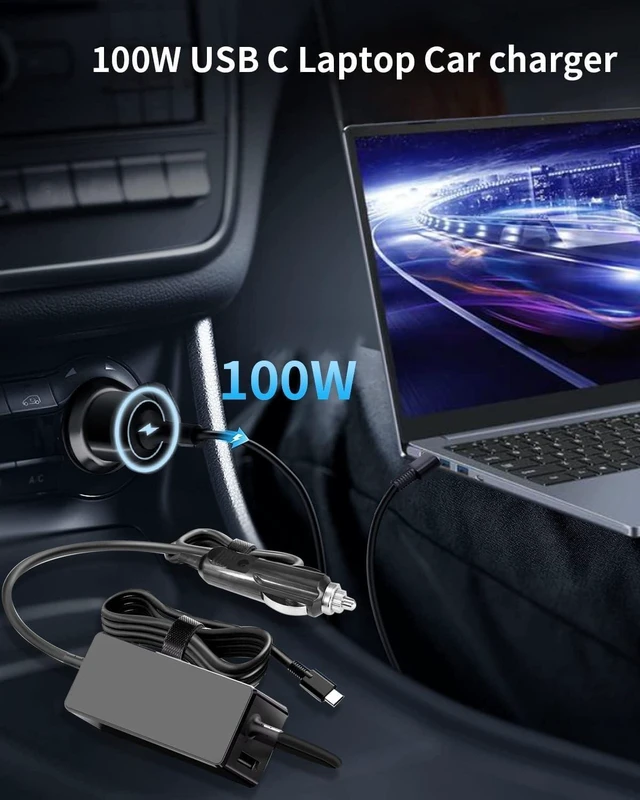 Alt view image 2 of 6 - 100W PD USB C Car Charger for Laptops, Compatible with Dell XPS/Latitude