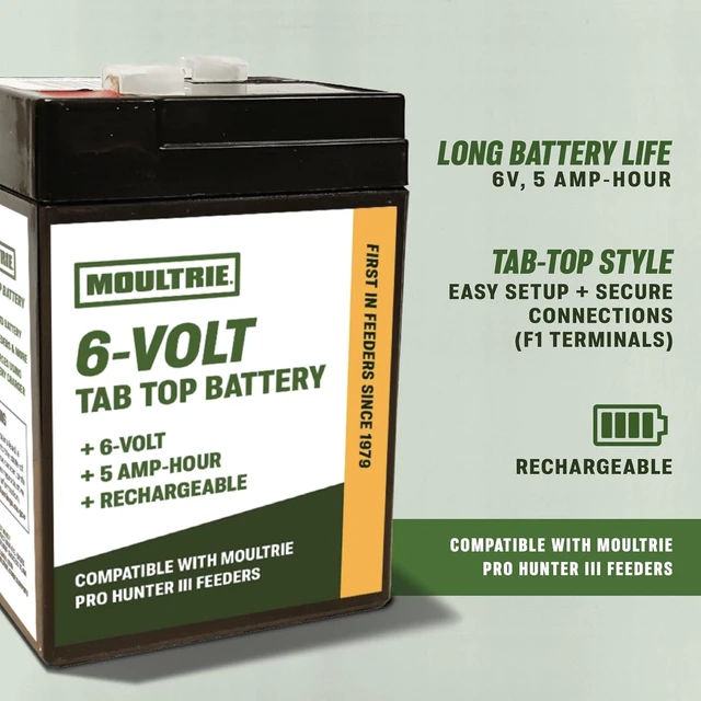 Alt view image 2 of 5 - Moultrie 6V Tab Top Battery for Feeders - 5Ah, Rechargeable