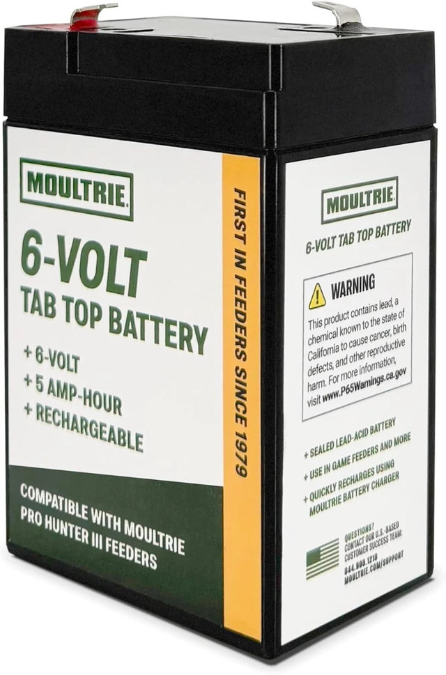Alt view image 3 of 5 - Moultrie 6V Tab Top Battery for Feeders - 5Ah, Rechargeable