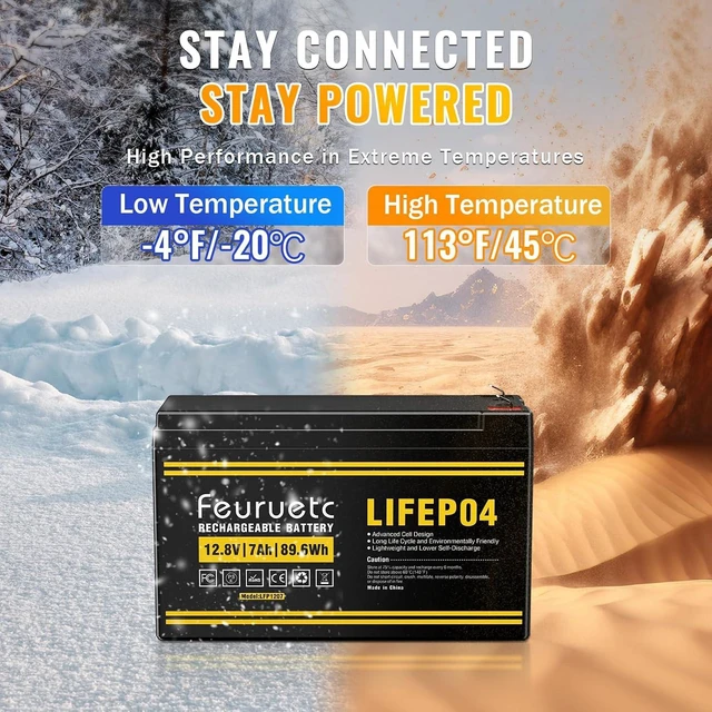 Alt view image 7 of 7 - 12V 7Ah Lithium LiFePO4 Battery - Direct Replacement for 6FM7 SLA Battery, 2000+ Cycles, Lightweight, Built-in BMS, Ideal for Solar Systems, Ride-on Toys, and Home Alarms