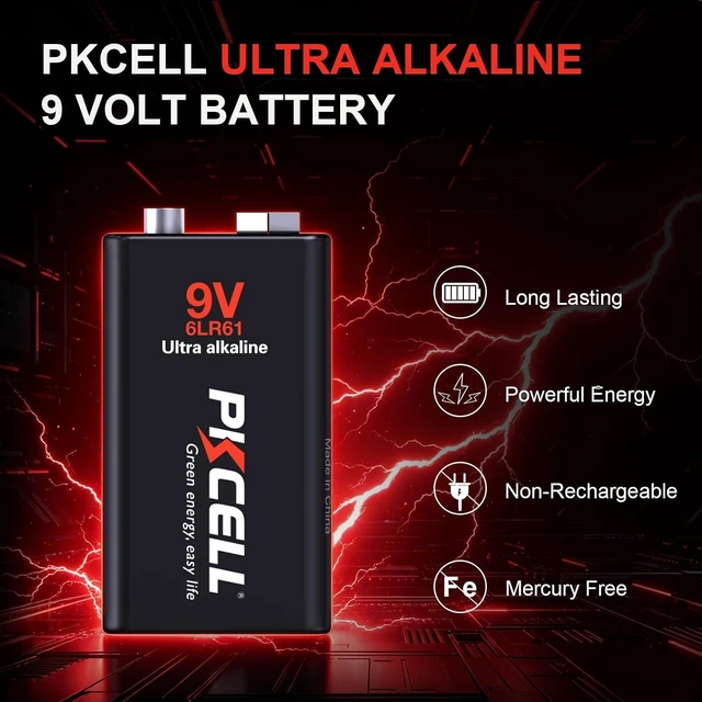 Alt view image 3 of 7 - PKCELL 12-Pack 9V Batteries, Ultra Alkaline 9 Volt Battery for Smoke Alarms