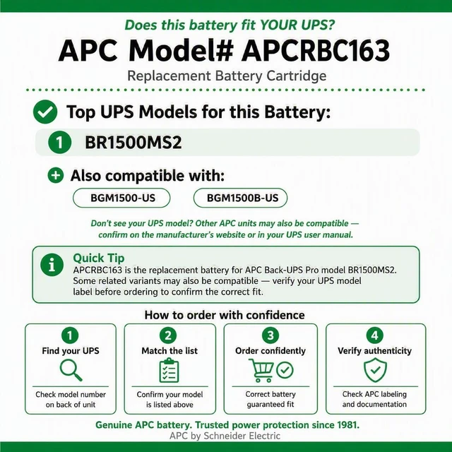 Alt view image 3 of 4 - APC Genuine UPS Replacement Battery APCRBC163 for Sine Wave UPS BR1500MS2