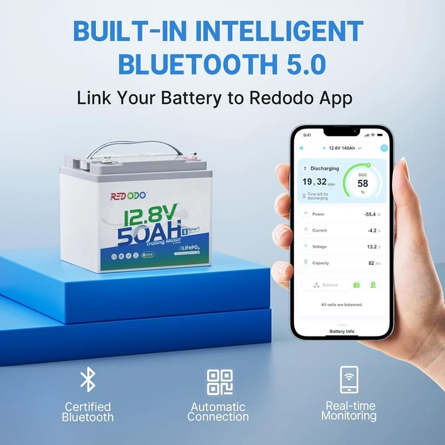 Alt view image 4 of 7 - Redodo 12V 50Ah LiFePO4 Deep Cycle Battery for Marine, RVs