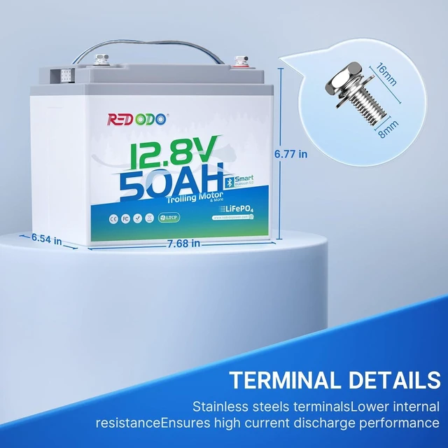 Alt view image 2 of 7 - Redodo 12V 50Ah LiFePO4 Deep Cycle Battery for Marine, RVs