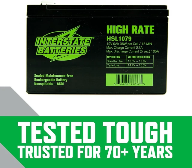 Alt view image 4 of 5 - Interstate Batteries High Rate Battery 12V 9Ah SLA AGM VRLA HSL1079