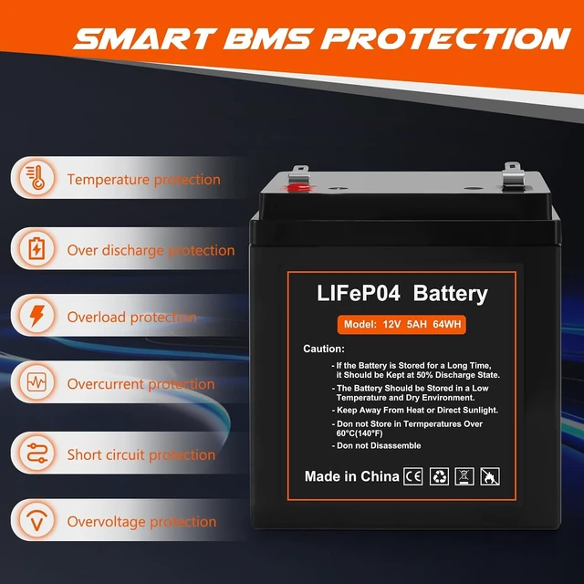 Alt view image 4 of 7 - 12V 5Ah LiFePO4 Battery for Liftmaster 485LM Chamberlain Garage Door Opener