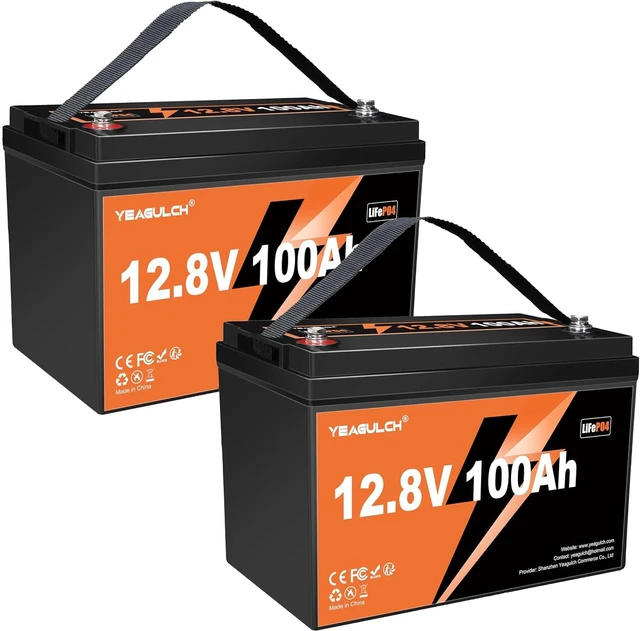 Main image of 2 Pack 12V 100Ah LiFePO4 Lithium Battery BIC Group 31 100A BMS