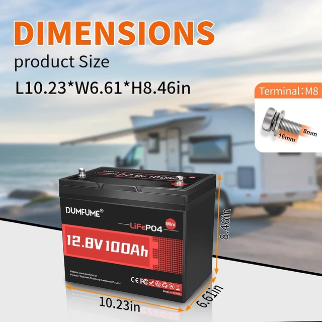 Alt view image 2 of 7 - 12V 100AH MINI LiFePO4 Battery IP65 Group 24 Lithium Battery