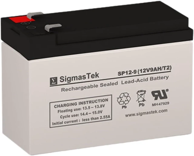 Main image of SigmasTek SP12-9 - 12V 9AH F2 SLA Battery - Replaces: Universal Power UB1290 (40748), UB1280HR (D5785), B&B Battery BP8-12, HR9-12, Vision CP1290, Yuasa NP9-12
