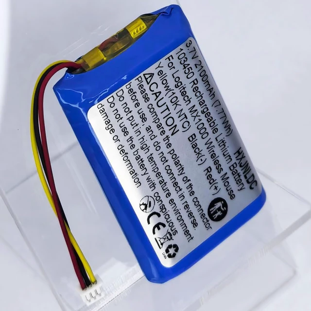 Alt view image 6 of 7 - DC 3.7v 103450 2100mAh Rechargeable Lithium Polymer Battery for Logitech MX1000 MX-1000 M-RAG97 Wireless Bluetooth Mouse 190247-1000, 190247-B000, L-LB2, NTA2253