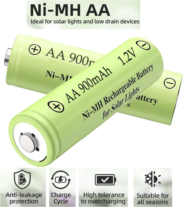 Alt view image 2 of 7 - 12 Pcs AA900mAh Nickel Metal Hydride Solar Rechargeable Batteries