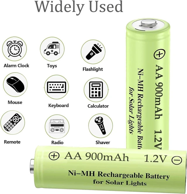 Alt view image 6 of 7 - 12 Pcs AA900mAh Nickel Metal Hydride Solar Rechargeable Batteries
