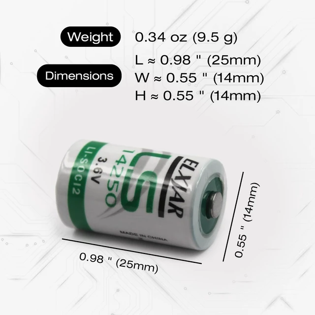 Alt view image 3 of 5 - (5-Pack) 3.6V 1200mAh LS14250 1/2AA Battery for Utility Meters & PLC