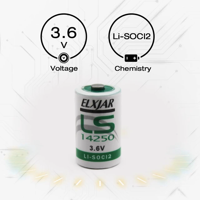 Alt view image 2 of 5 - (5-Pack) 3.6V 1200mAh LS14250 1/2AA Battery for Utility Meters & PLC