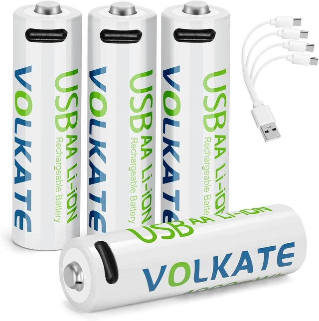 Main image of 4 Pack Rechargeable 1.5V Lithium Batteries USB AA 3960mWh for Blink Camera