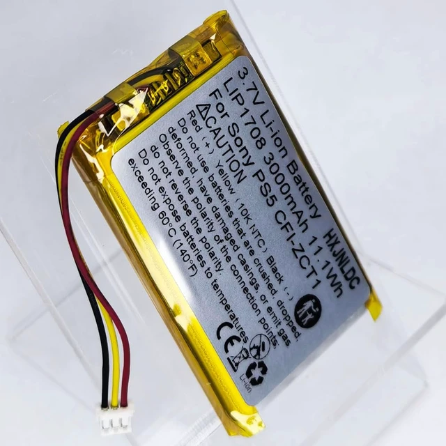 Alt view image 6 of 7 - DC 3.7V 3000mAh LIP1708 Rechargeable Lithium-ion Battery for Sony PlayStation 5 Dualsense PS5 Wireless Controller CFI-ZCT1 W B U Replace Battery Pack