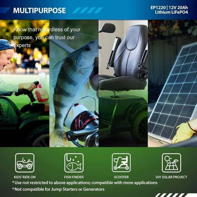 Alt view image 3 of 7 - ExpertPower 12V 20Ah Lithium LiFePO4 Deep Cycle Rechargeable Battery | 2500-7000 Life Cycles & 10-Year lifetime | Built-in BMS | Perfect for RV, Solar, Marine, Overland, Off-Grid Applications