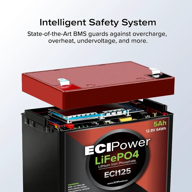 Alt view image 3 of 7 - 12V 5Ah Lithium LiFePO4 Deep Cycle Rechargeable Battery | 2000-5000 Life Cycles & 10-Year Lifetime | Built-in BMS