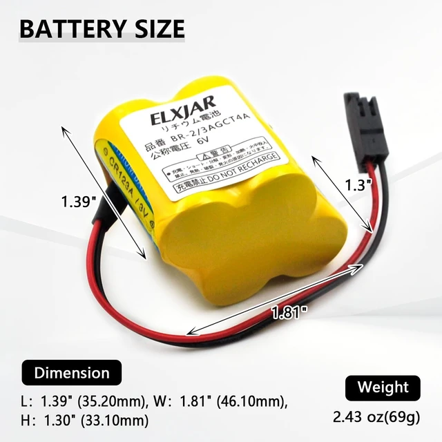 Alt view image 5 of 7 - (2-Pack) 6V 3000mAh BR-2/3AGCT4A Battery for A98L-0031-0025