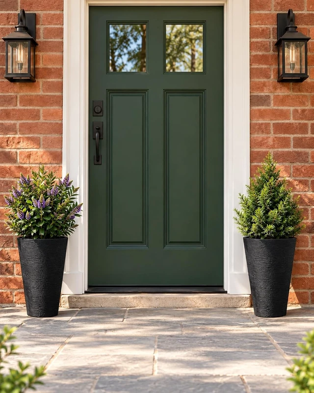 Alt view image 6 of 7 - Kante Set of 2 Black Tapered Planters, 13" Tall with Removable Inner Pots