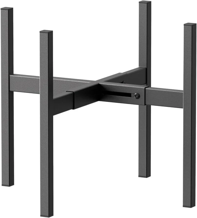 Alt view image 2 of 6 - Metal Plant Stand, Adjustable Size Fits 10 12 13 14 15 16 Inches Large Planter Pot,Mid Century Expandable Plant Holder Indoor Outdoor Corner (HeavyBlack, Fits all pots between 8" and 16")