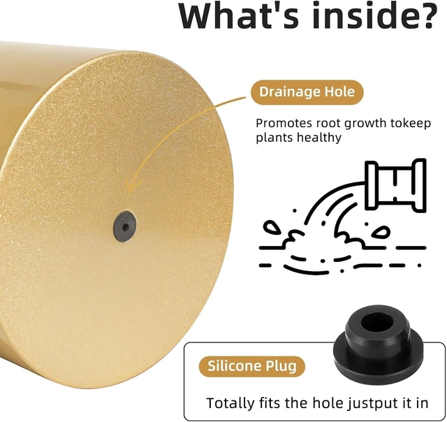 Alt view image 6 of 7 - Gold Metal Plant Pot with Drainage Hole, 7 Inch Mid Century Modern Small Pot Indoor Outdoor Planters for Succulents, Flowers & Home Decor Gift Window Living Room Bedroom, Plant Not Include