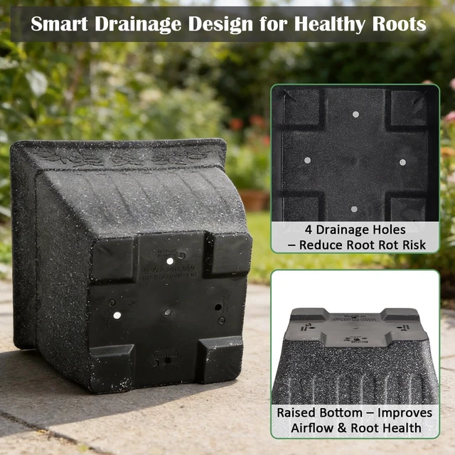 Alt view image 4 of 7 - 4-Pack 18 Inch Large Outdoor Planters, Stone-Like Finish, Gray