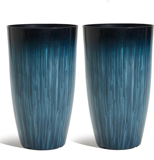 Main image of Worth 20" H. Tall Planters for Outdoor Plants, Blue Plant Pots Set of 2