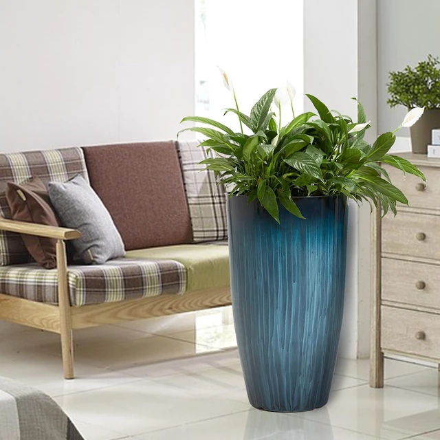 Alt view image 4 of 6 - Worth 20" H. Tall Planters for Outdoor Plants, Blue Plant Pots Set of 2